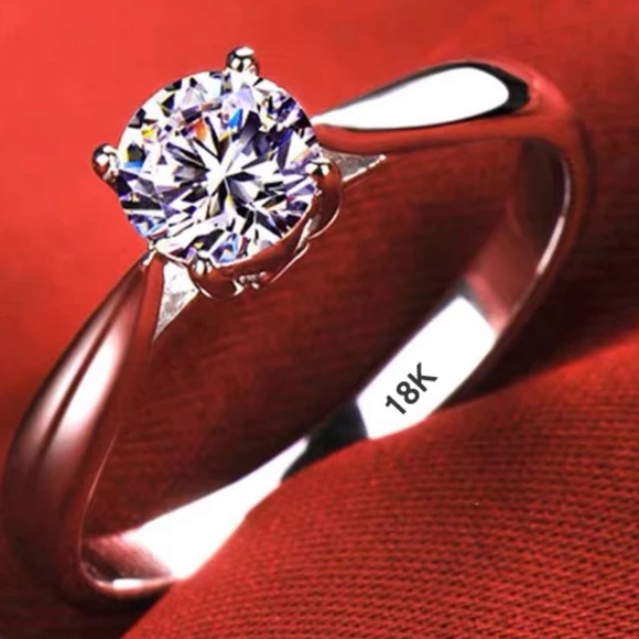 18K WHITE GOLD FILLED DIAMOND ENGAGEMENT RING - Picture 2 of 10